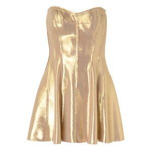 Norma Kamali Strapless Grace Mini Dress Metallic Gold
